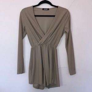 Beige long sleeved romper